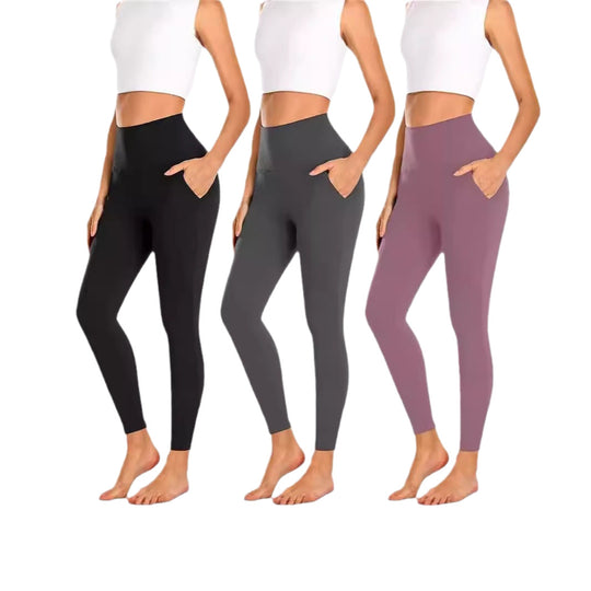 Damen Hochgeschnittene Sportleggings mit praktischen Taschen EB