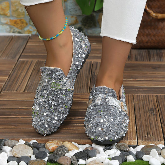 Damen Glitzernde Ballerinas mit luxuriösen Pailletten EB
