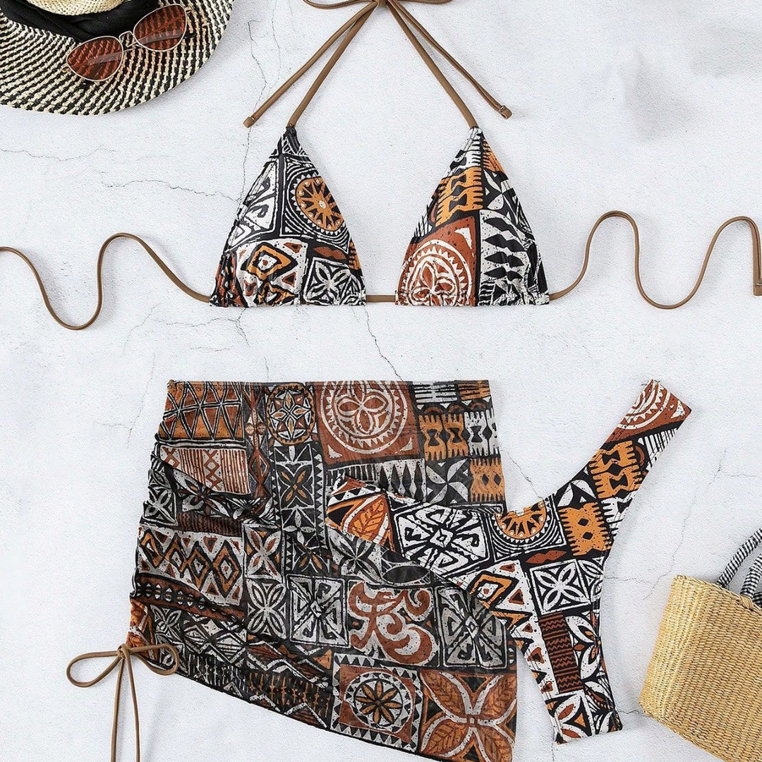 Damen Bikini-Set mit verstellbarem Oberteil und hoch taillierter Short EB
