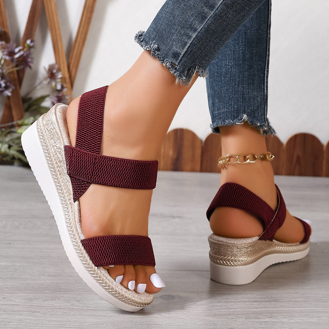 Damen Komfortable Wedge-Sandalen mit elastischen Trägern EB