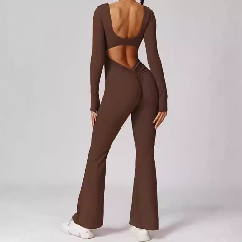 Damen Sportlicher Langarm-Jumpsuit mit figurbetontem Schnitt EB