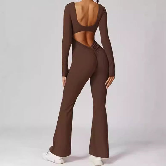 Damen Sportlicher Langarm-Jumpsuit mit figurbetontem Schnitt EB