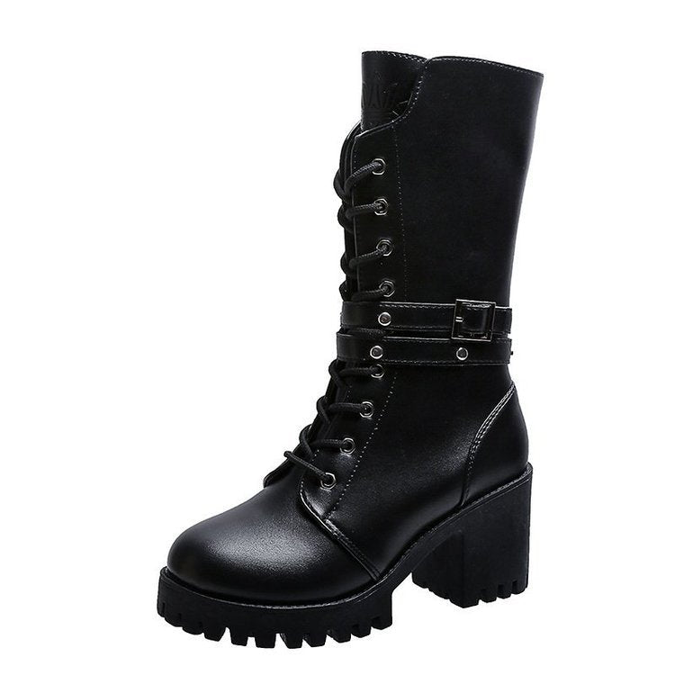 Damen Chunky Schnürstiefel mit modernem Design und robustem Blockabsatz EB