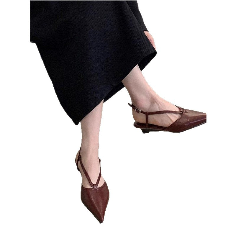 Damen spitze Slingback Pumps aus feinem Leder EB