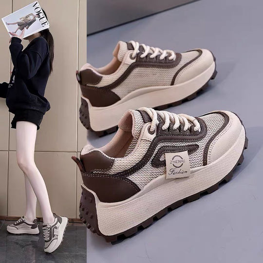 Damen Sportliche Sneakers mit hohem Plateau und atmungsaktiver Mesh-Oberfläche EB