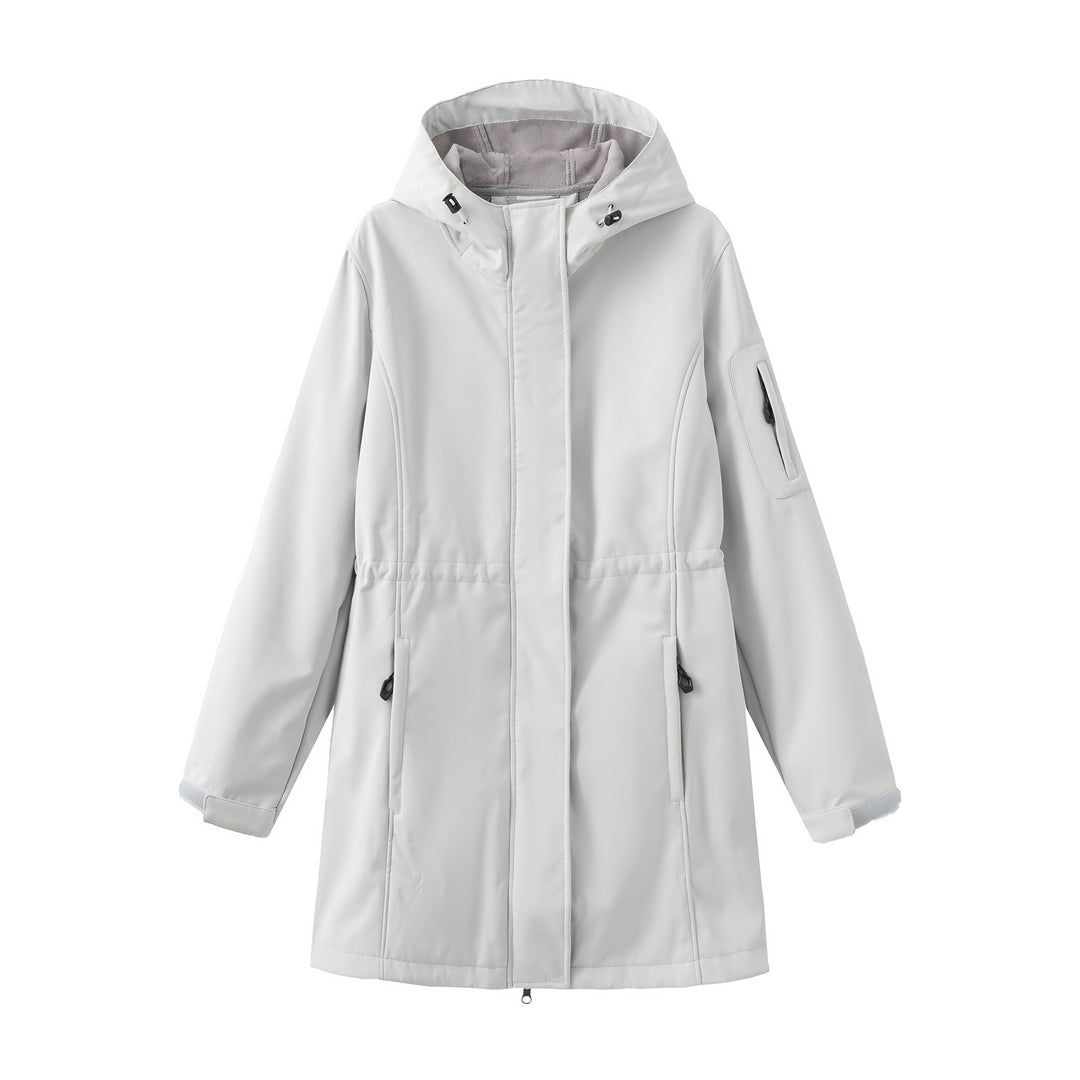 Damen nan funktionaler Softshell-Parka mit Teddyfleece-Futter, Kapuze und Taillenzug EB