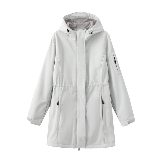 Damen nan funktionaler Softshell-Parka mit Teddyfleece-Futter, Kapuze und Taillenzug EB