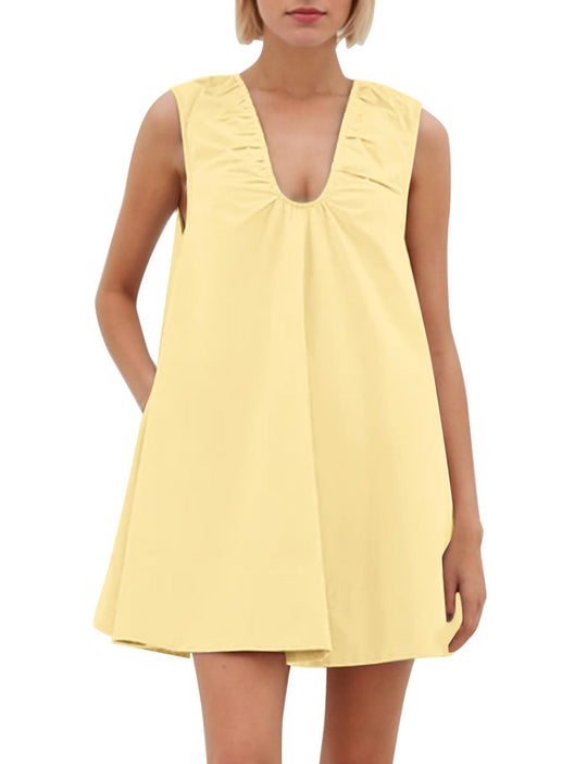 Damen Lässiges Sommerkleid mit Rüschen-Ausschnitt EB