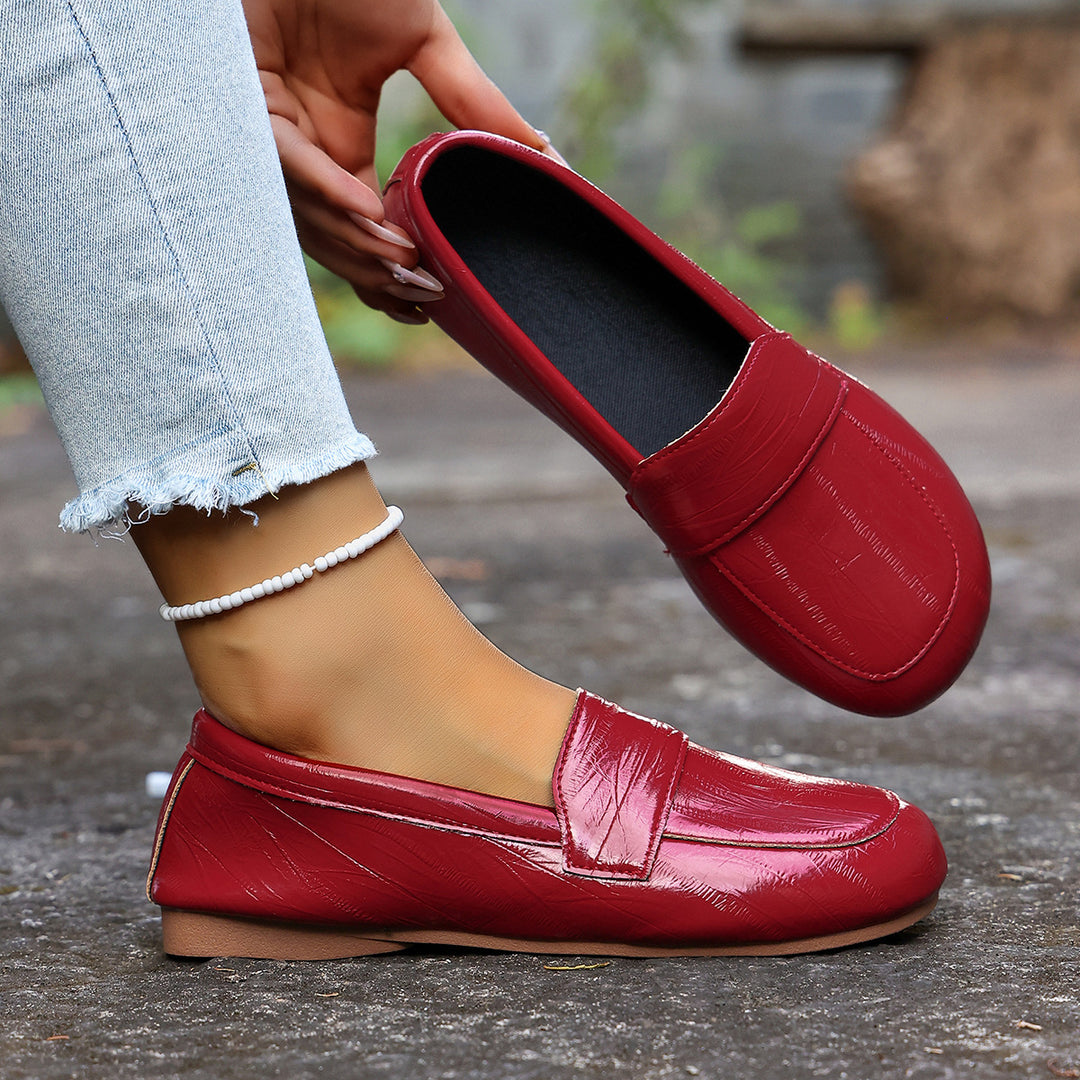 Damen Mokassin-Loafers mit modischer Oberflächenstruktur und weichem Fußbett EB