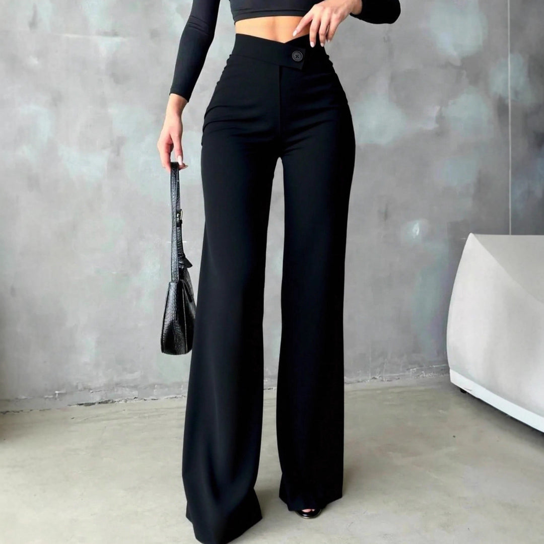 Damen Elegante High-Waist Hose mit weitem Schnitt EB
