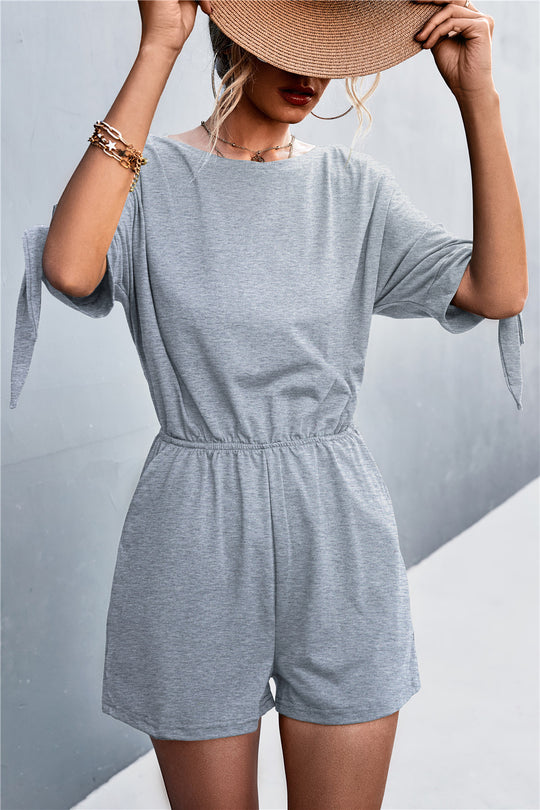Damen Jumpsuit mit luftiger Passform und modischen Ärmelbändern EB
