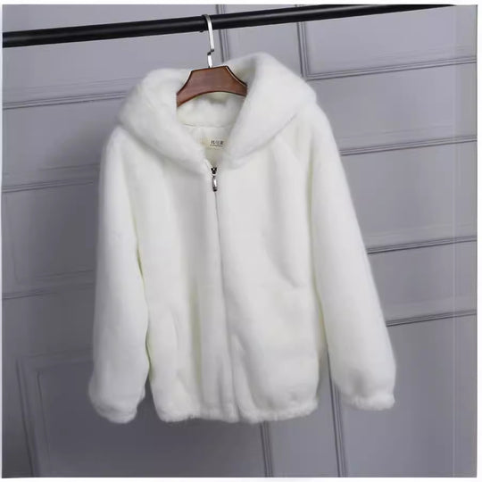 Damen Flauschige Kapuzenjacke EB