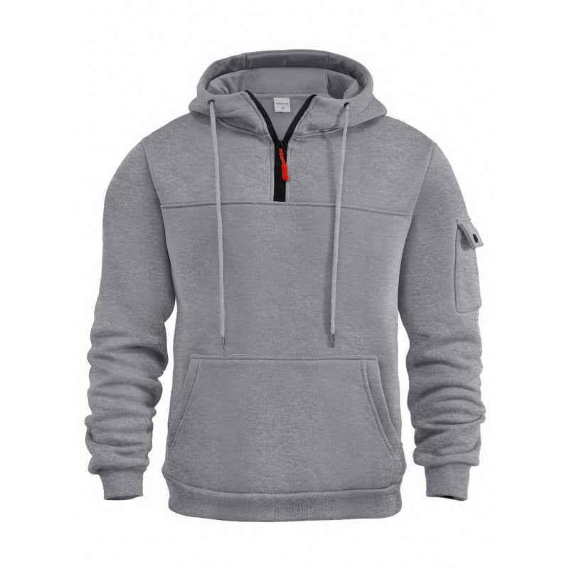 Herren Funktionaler Kapuzenpullover mit Halbreißverschluss und Seitentaschen EB