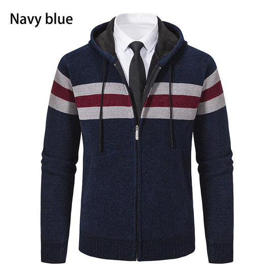 Herren modische Kapuzenjacke mit strukturiertem Design und elegantem Innenkragen EB