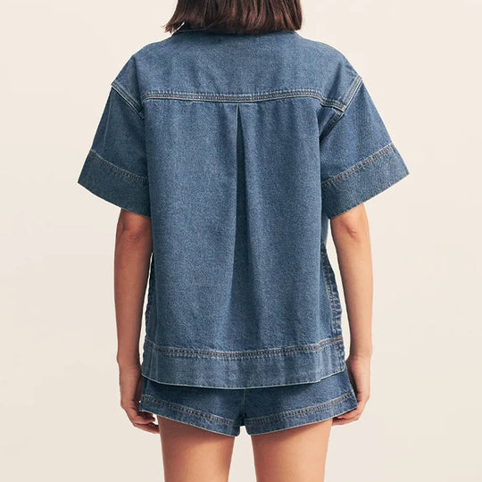 Damen Jeansrock mit asymmetrischem Schnitt und praktischen Taschen EB