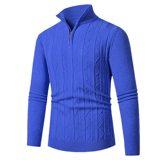 Herren Strickpullover mit stylischem Reißverschluss und Zopfmuster EB