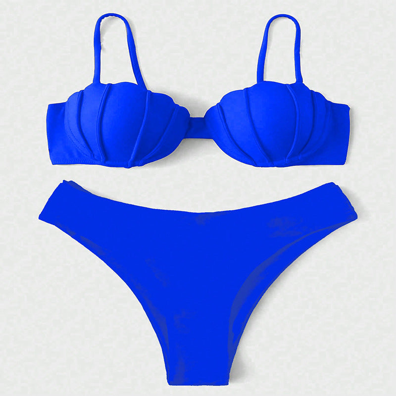 Damen Bikini mit muschelförmigem Oberteil und hoch geschnittenem Slip EB