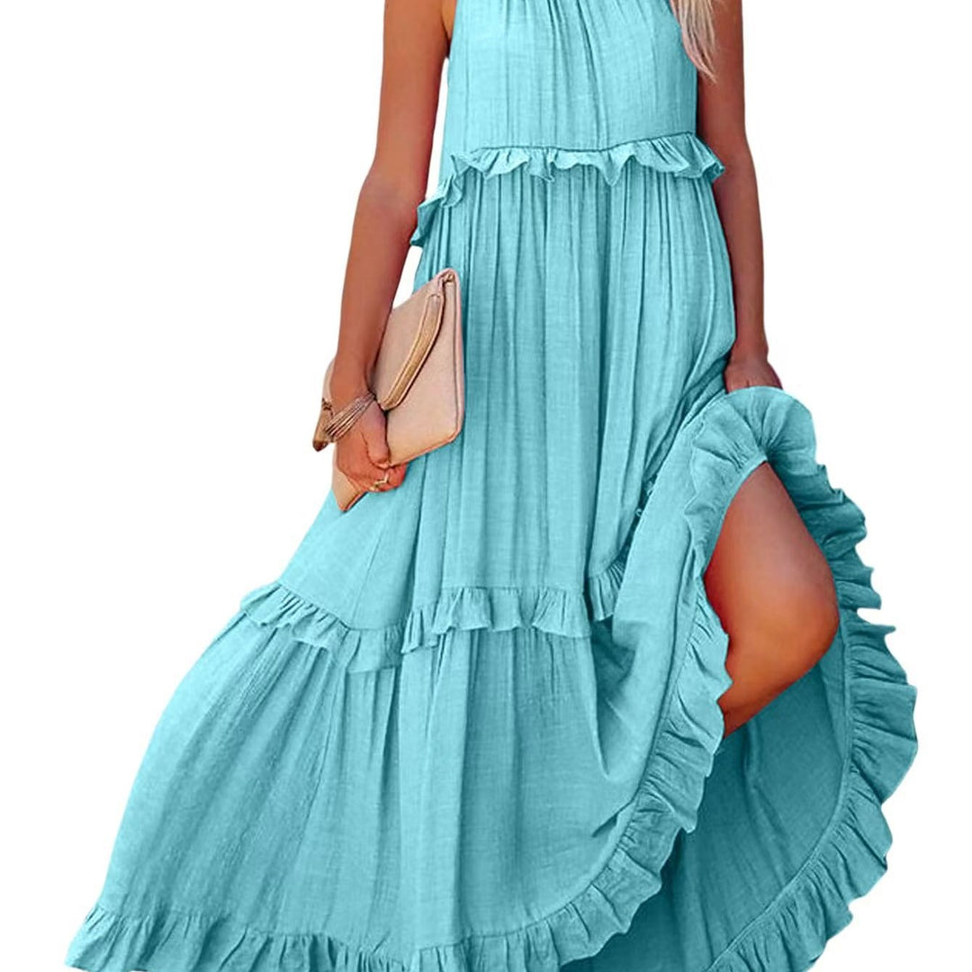 Damen Maxikleid mit Rüschendetails und luftiger Silhouette EB