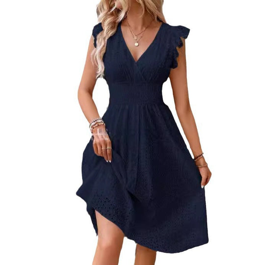 Damen Sommerkleid mit eleganten Spitzenärmeln EB