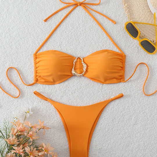 Damen Bikinis mit dekorativem Accessoire EB