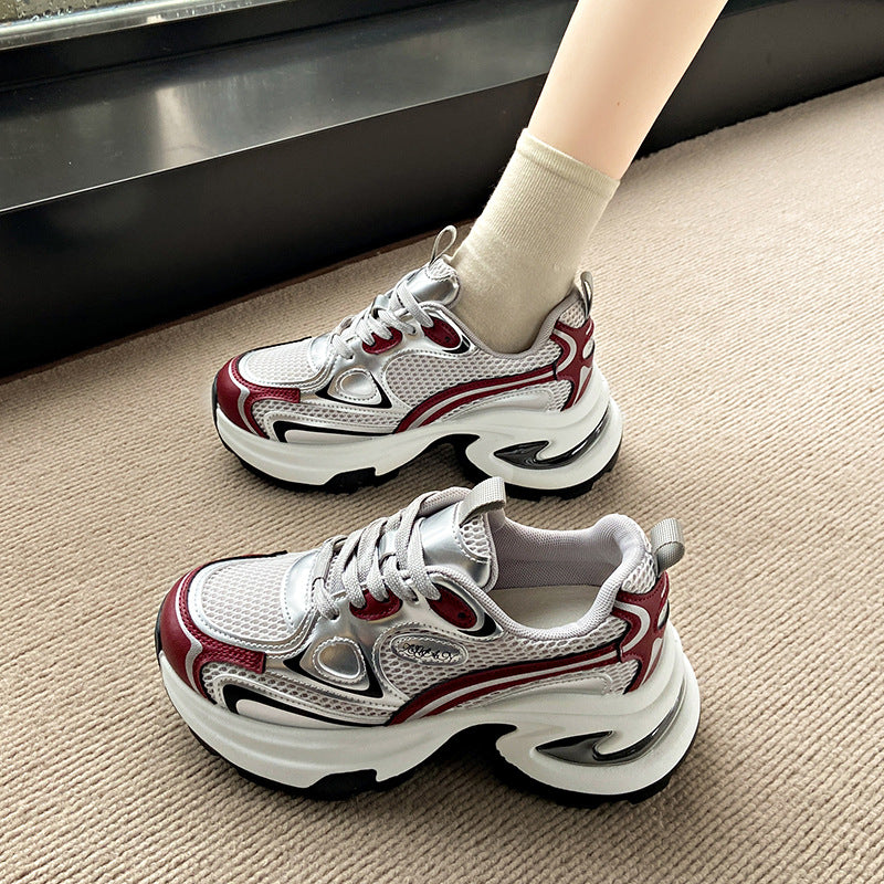 Damen sportive Chunky Sneakers mit atmungsaktivem Mesh-Obermaterial und dämpfender Sohle EB