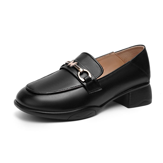 Damen Elegante Mokassins mit modischem Schmuckdetail und bequemem Blockabsatz EB