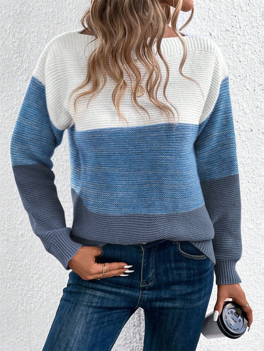 Damen Klassischer Pullover mit Streifenmuster EB
