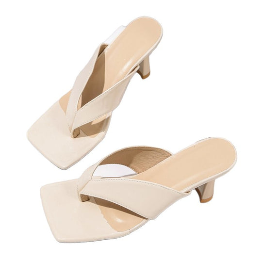 Damen modische Slingback-Pantoletten mit quadratischer Zehenpartie und elegantem Absatz EB