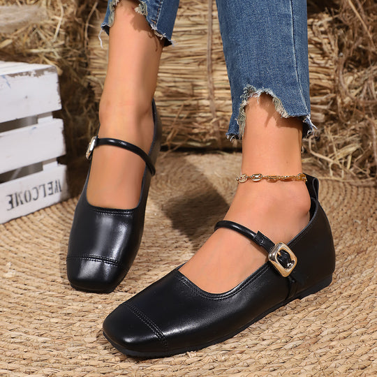 Damen klassische Ballerinas mit elegantem Schnallen-Detail EB