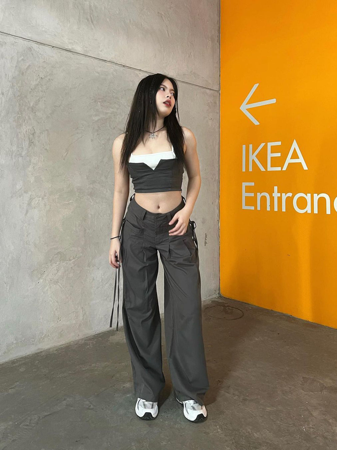 Damen Cargo-Hose mit Stylishen Seitentaschen und Verstellbaren Kordelzügen EB