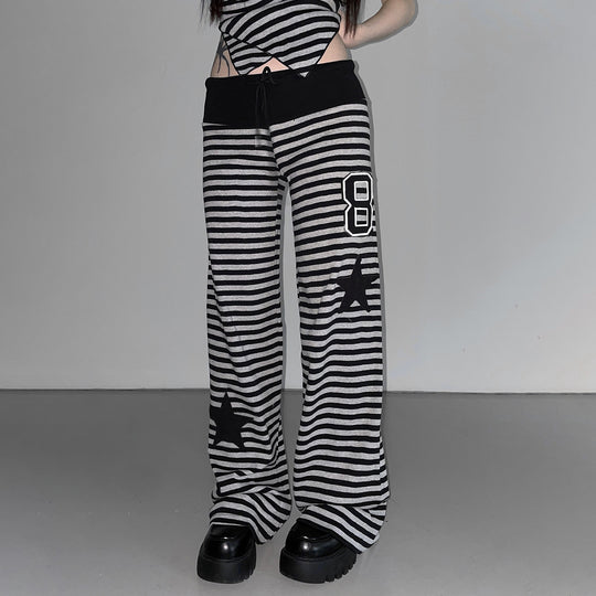 Damen Freizeithose mit gestreiftem Muster und praktischen Seitentaschen EB