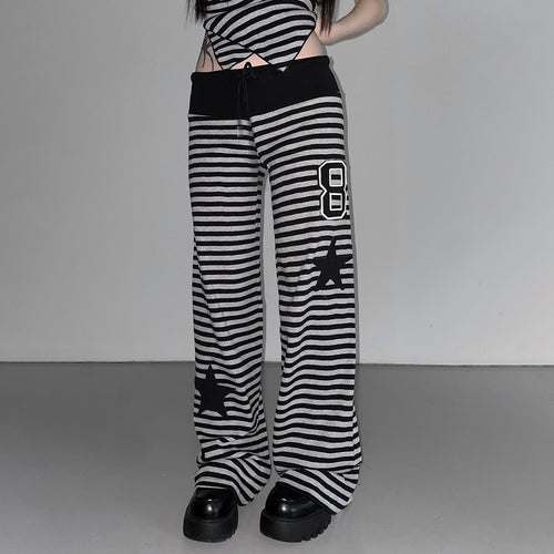 Damen Freizeithose mit gestreiftem Muster und praktischen Seitentaschen EB