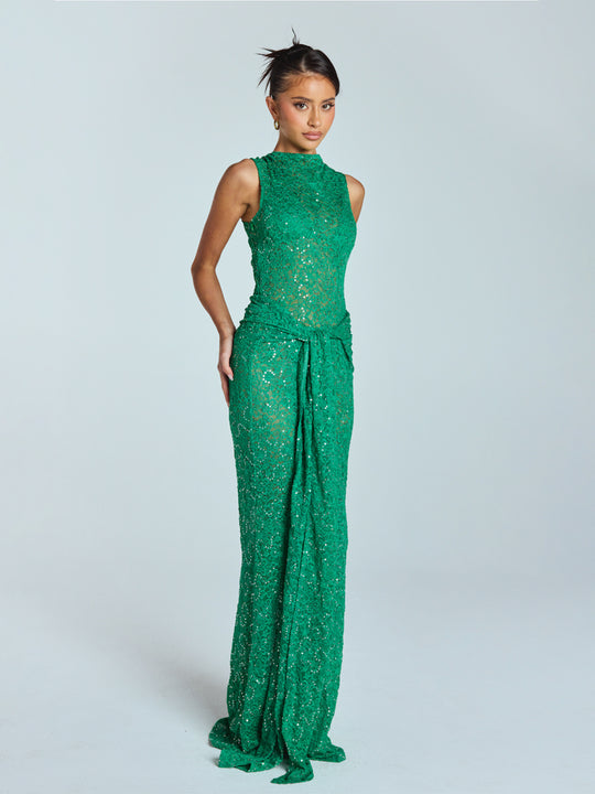Damen Glamouröses Abendkleid mit aufwendigem Paillettenbesatz und figurbetontem Schnitt EB