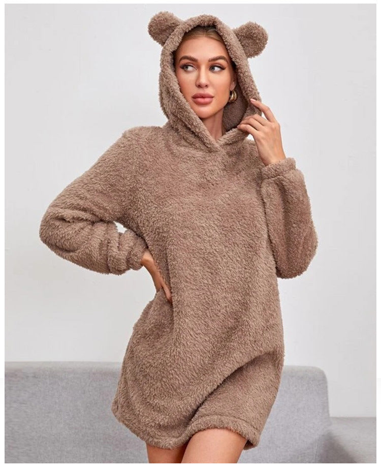 Damen Kuscheliger Hoodie mit Bärenohren EB