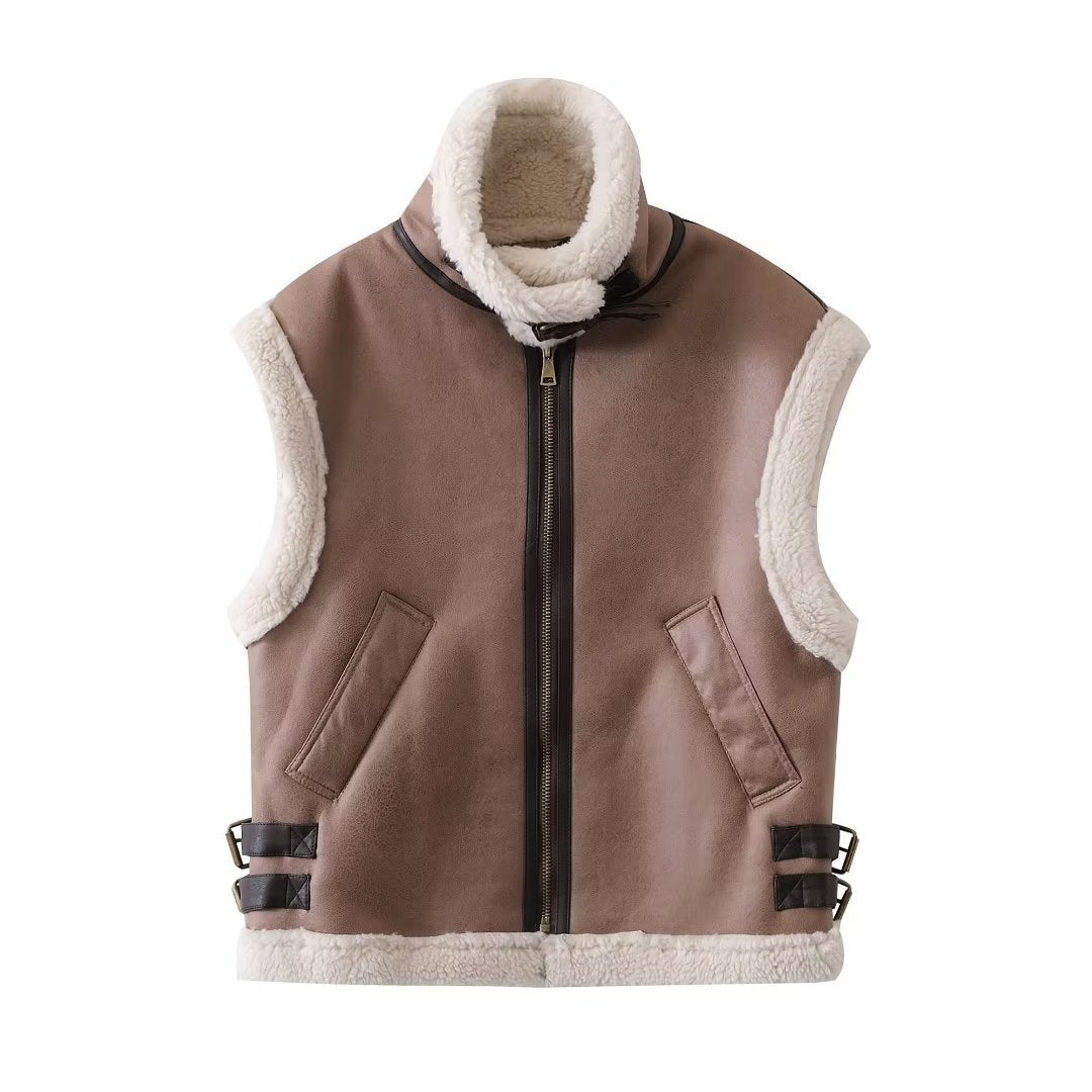 Damen modische Weste mit kuscheligem Innenfutter und eleganten Details EB