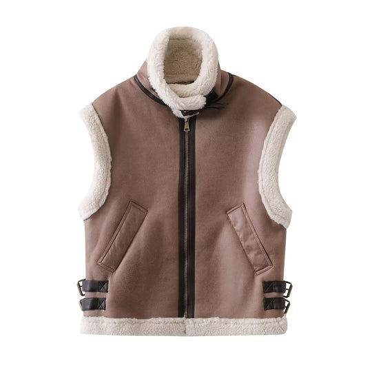 Damen modische Weste mit kuscheligem Innenfutter und eleganten Details EB