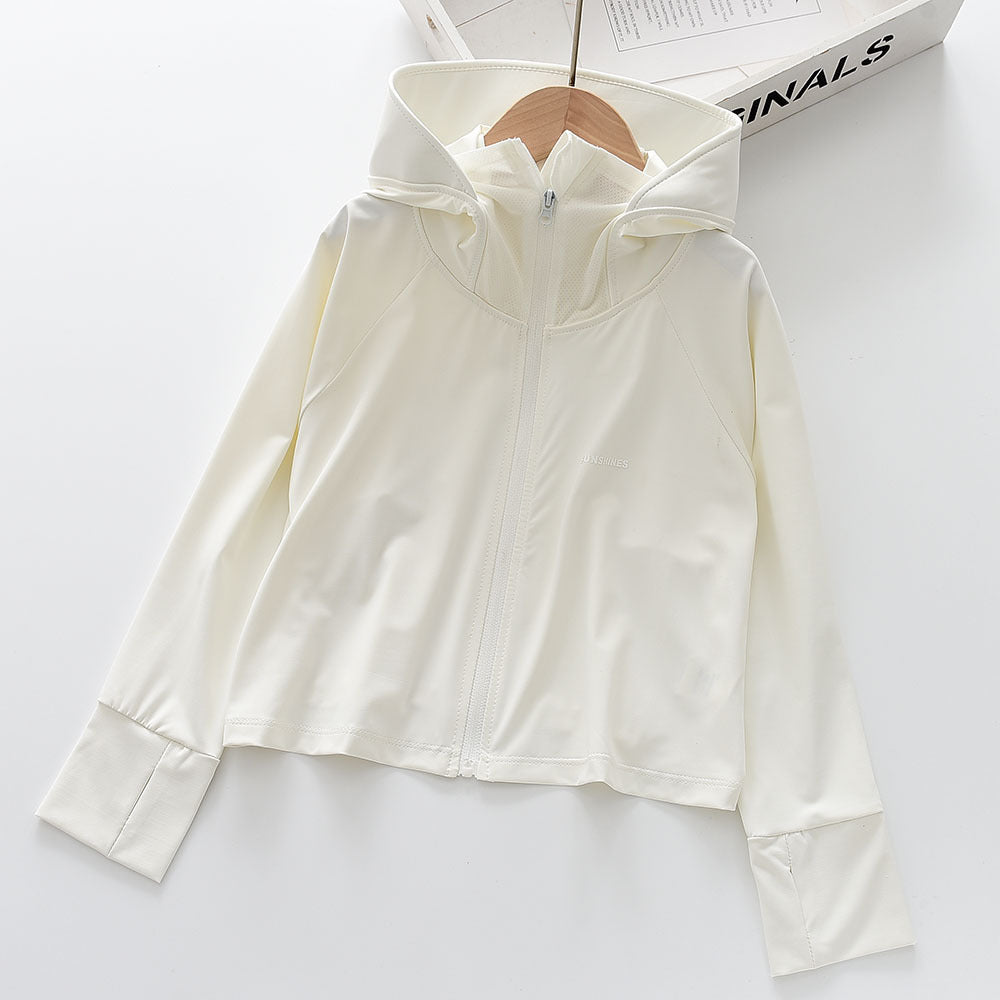 Mädchens nan leichte sonnenschutz Zip-Up Hoodie Schwimm Rash Guard mit Daumenlöchern EB