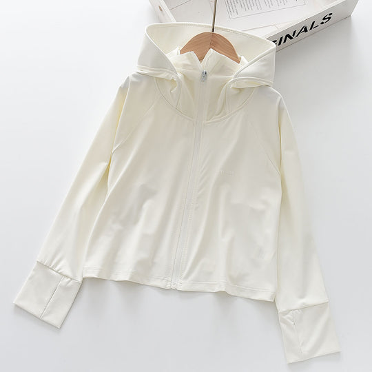Mädchens nan leichte sonnenschutz Zip-Up Hoodie Schwimm Rash Guard mit Daumenlöchern EB