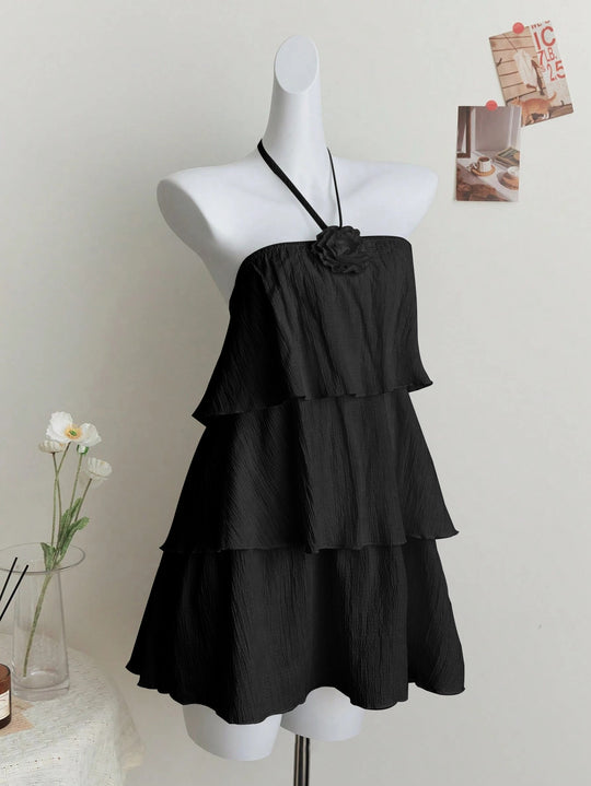 Damen luftiges Strandkleid mit Rüschendetails EB