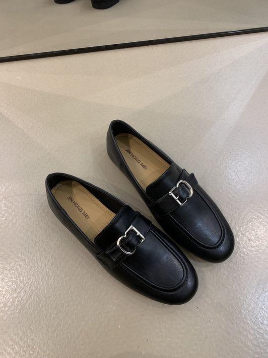 Damen elegante Mokassins mit dekorativem Schnallenverschluss EB