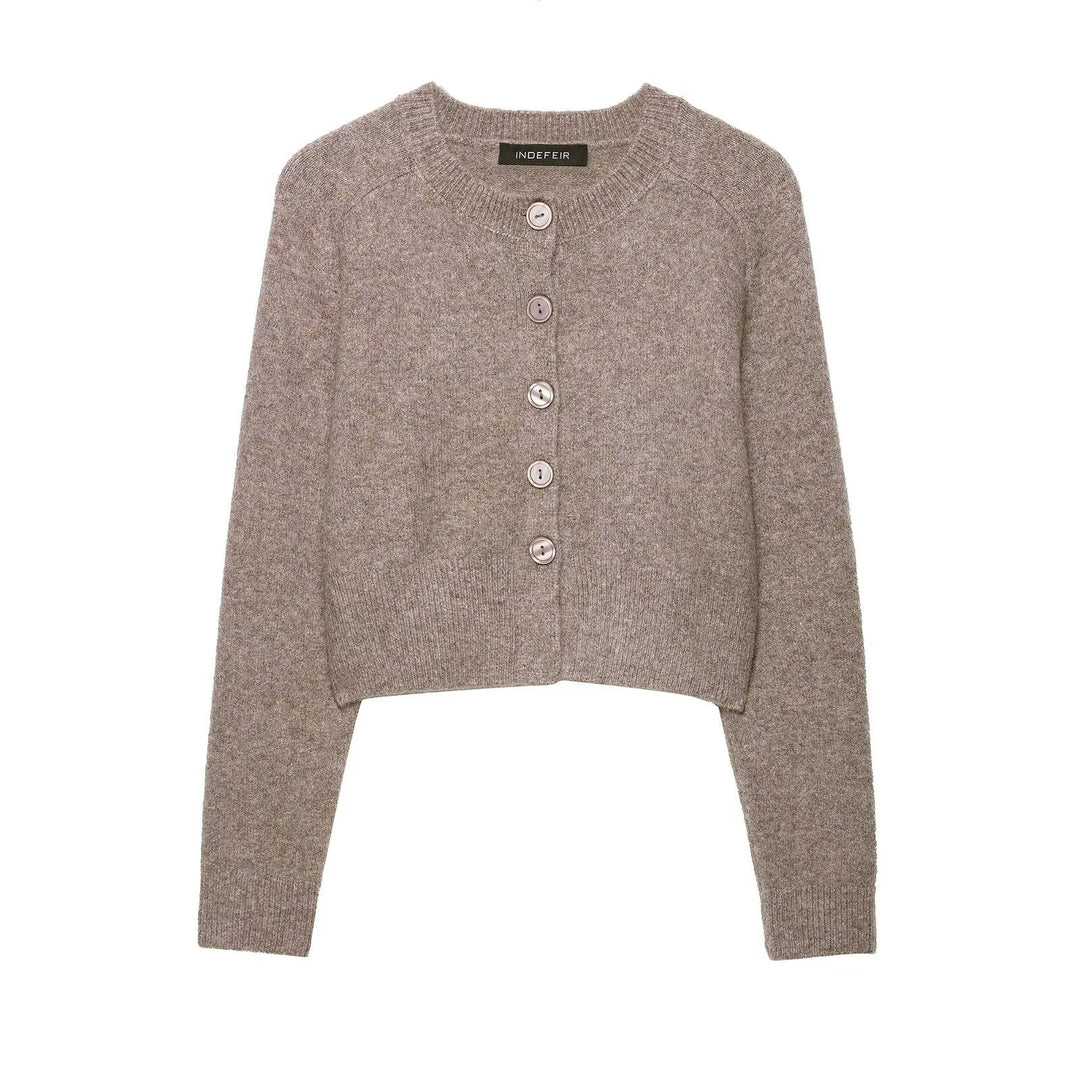 Damen cropped Strickjacke mit Knopfverschluss EB