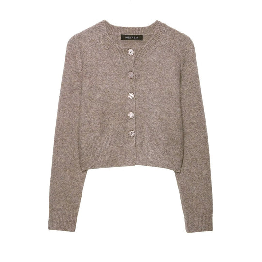Damen cropped Strickjacke mit Knopfverschluss EB