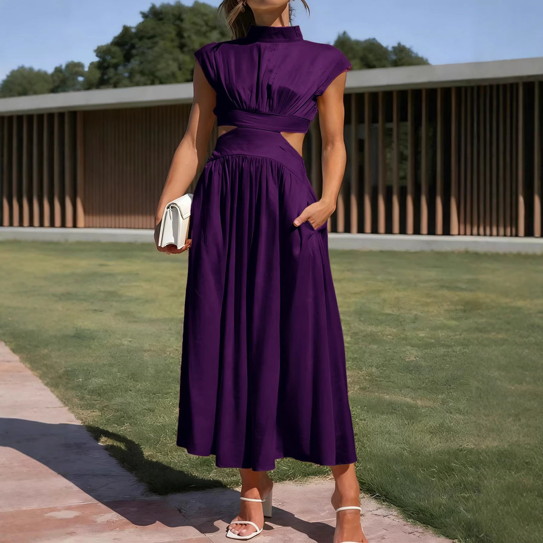 Damen Maxikleid mit elegantem Wickeldesign und raffiniertem Cut-Out EB