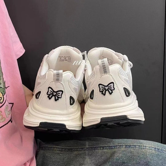 Damen sportliche Sneakers mit modischen Schleifen-Details EB