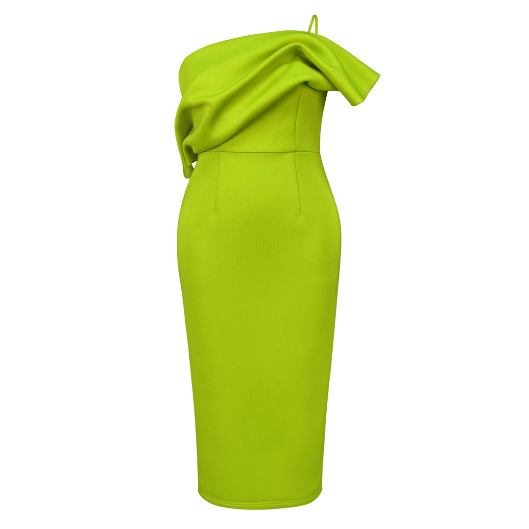 Damen Elegantes Maxikleid mit asymmetrischem Design und Drapierung EB