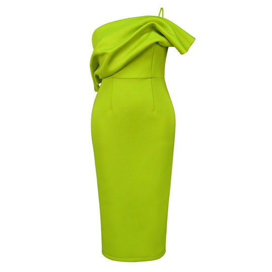 Damen Elegantes Maxikleid mit asymmetrischem Design und Drapierung EB