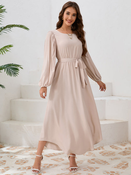 Damen Elegantes Maxikleid mit weitem Schnitt und Ballonärmeln EB