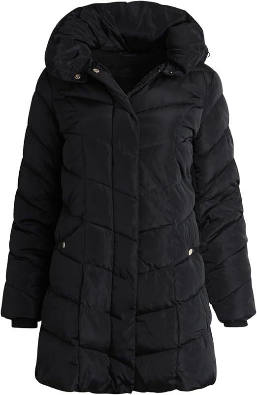 Damen Langer gesteppter Winterparka mit hochgeschlossenem Kragen EB