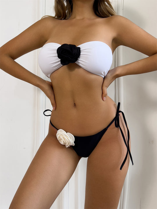 Damen Bikiniset mit romantischen Blumenapplikationen EB