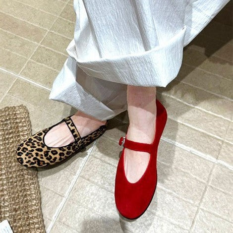 Damen Ballerinas mit elegantem Riemendesign und schickem Leopardenmuster EB